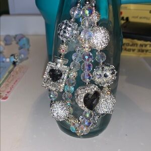 Aurora borealis and silver bag/purse charm keychain